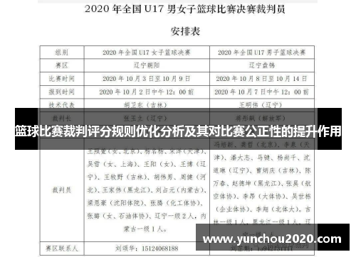 篮球比赛裁判评分规则优化分析及其对比赛公正性的提升作用